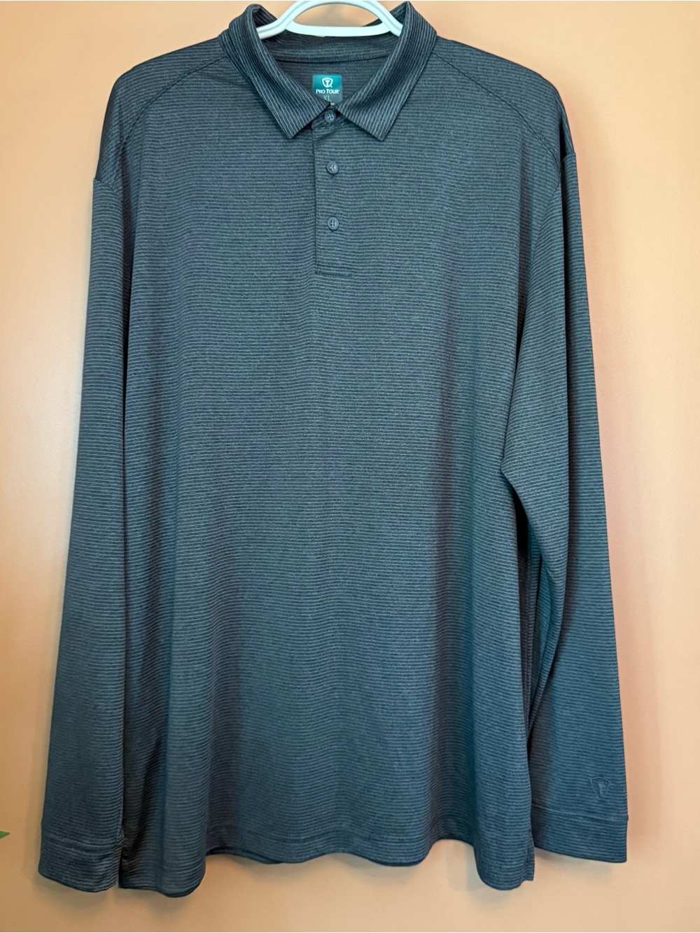 Pro Tour Men’s XL Black Gray Striped Long Sleeve Golf Polo